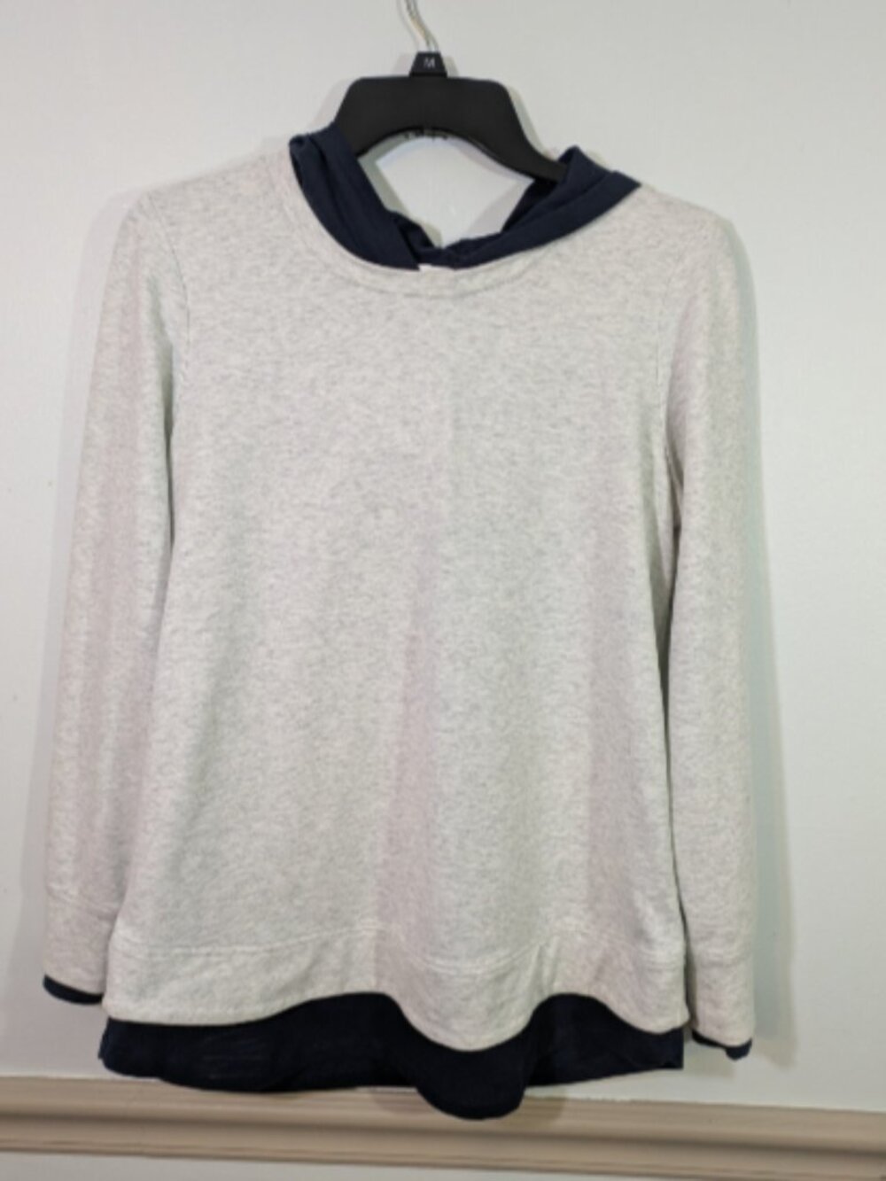 Christopher & Banks Women's S Hoodie Gray w/Navy Blue Hood Light/Soft.